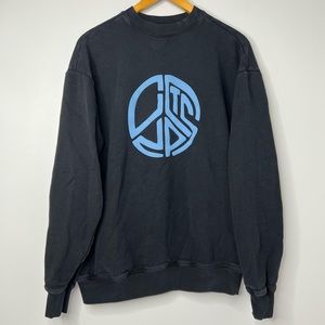 Concepts Peace Logo Crewneck Sweatshirt Pullover Reverse Weave Black Blue XS